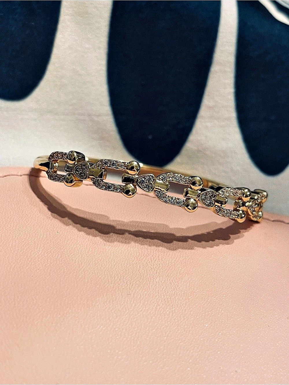 Horse Bit with Pavi Bangle in Gold New
